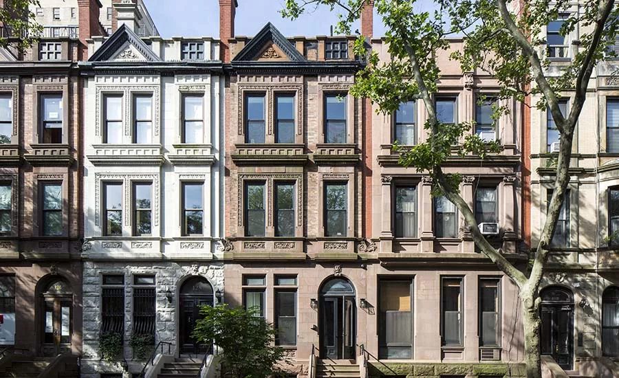 Upper Manhattan brownstone buildings